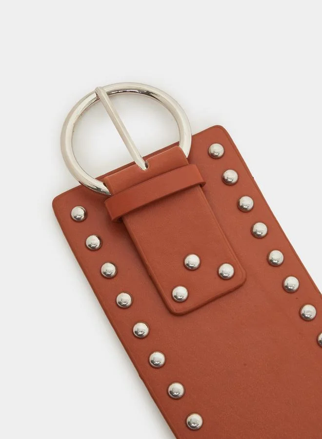 Styli  Brown Studded Wide Waist Belt for Women | Best Price UAE