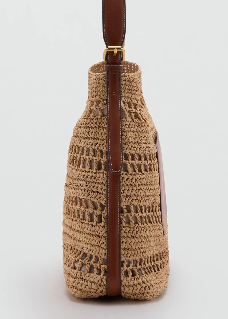 MANGO Natural Fibre Shoulder Bag