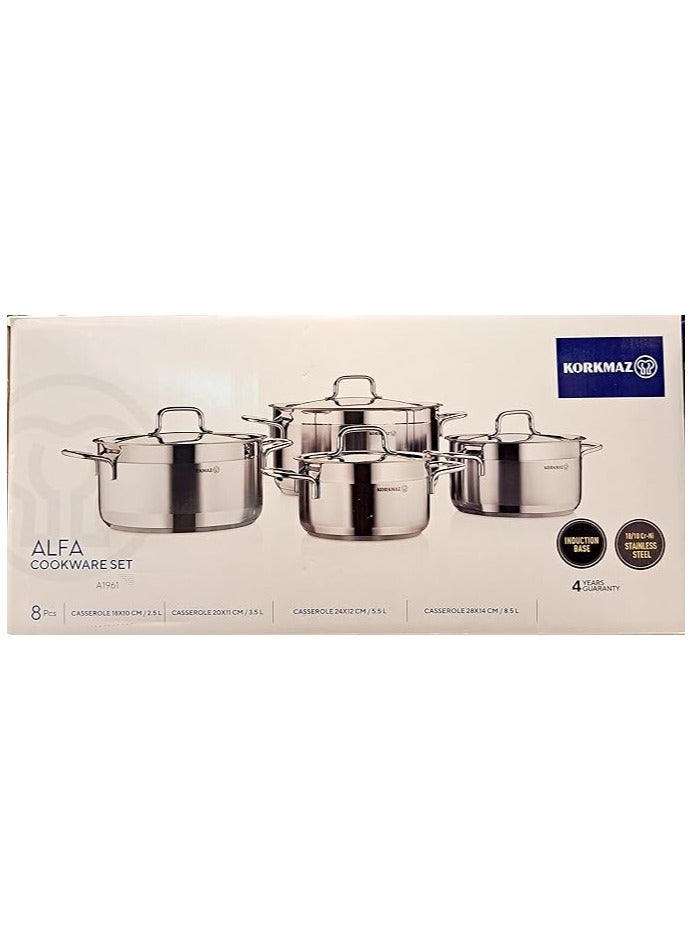Korkmaz 8 Pieces Alpha Turkish Stainless Steel Cookware Set - Image 5