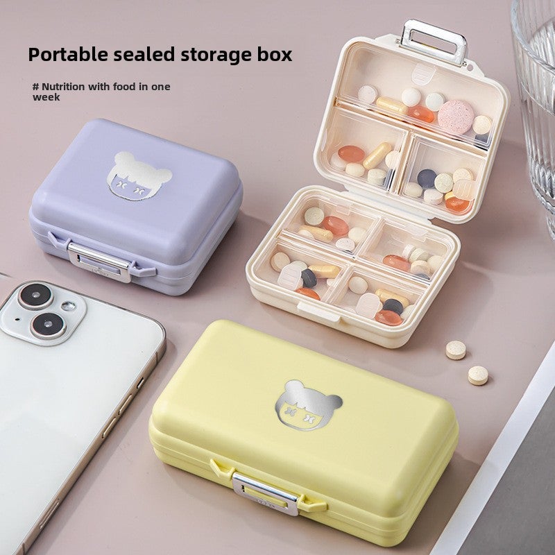 Ins Cream Wind Medicine Box Packets Portable Outdoor Dopamine Seven-Day Medicine Pills Jewelry Sealed Storage Box(S1019 Pills Box-Yellow) - Image 4
