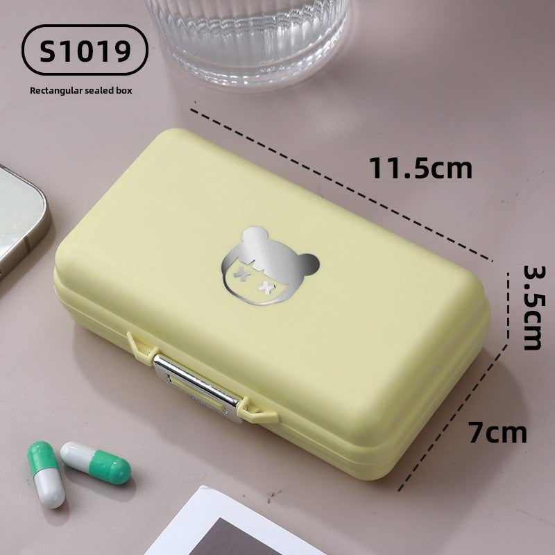 Ins Cream Wind Medicine Box Packets Portable Outdoor Dopamine Seven-Day Medicine Pills Jewelry Sealed Storage Box(S1019 Pills Box-Yellow) - Image 1