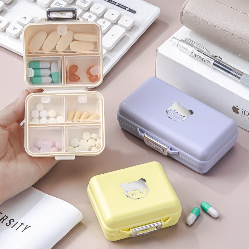 Ins Cream Wind Medicine Box Packets Portable Outdoor Dopamine Seven-Day Medicine Pills Jewelry Sealed Storage Box(S1019 Pills Box-Yellow) - Image 2