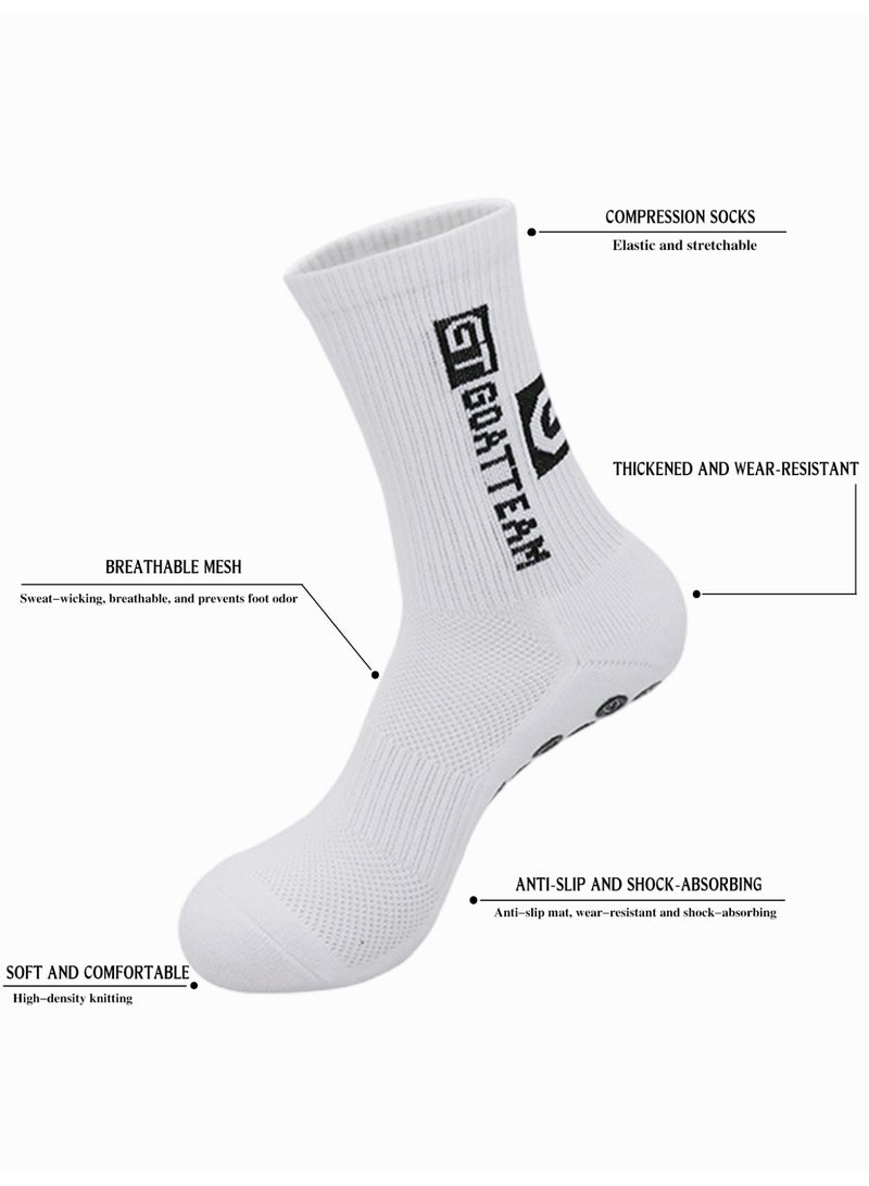 (3 PAIRS) GOATTEAM White Non-Slip Grip Socks for Football & Running | Anti-Blister Compression Training Gear | Wicking & Shock-Absorbing - Image 3
