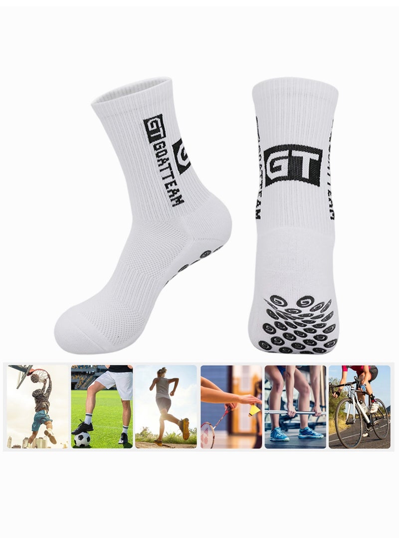 (3 PAIRS) GOATTEAM White Non-Slip Grip Socks for Football & Running | Anti-Blister Compression Training Gear | Wicking & Shock-Absorbing - Image 5