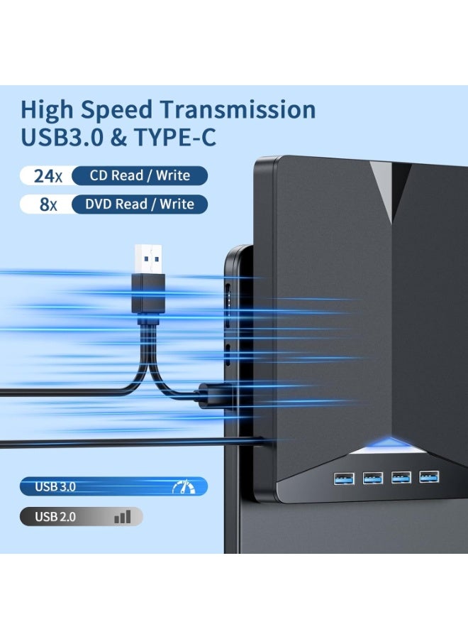 الخارجية سد / دفد محرك لأجهزة الكمبيوتر المحمولة ، 7 في 1 مشغل دفد ، أوسب 3.0 المحمولة الموقد لأجهزة الكمبيوتر المحمولة ، مع سد / تف قارئ بطاقة و 4 ميناء أوسب هاب ، متوافق مع ويندوز ، ماك أوس ، لينكس (7 في 1)
