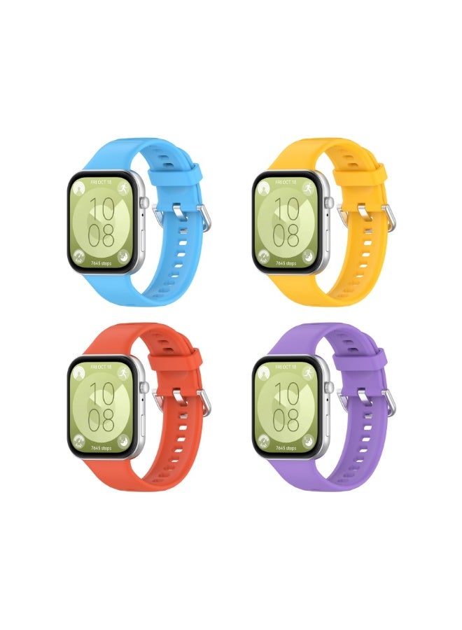 HW 4 PCS Soft Silicone Straps Suitable For Huawei Fit 3/Fit 4/Fit 4 Pro, Waterproof, Breathable, And Adjustable Sports Strap - Image 2
