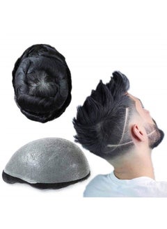 Toupee for Men, Human Hair Replacement Systems, 0.03mm Ultra Thin Skin V-looped Jet Black Hair Pieces #1