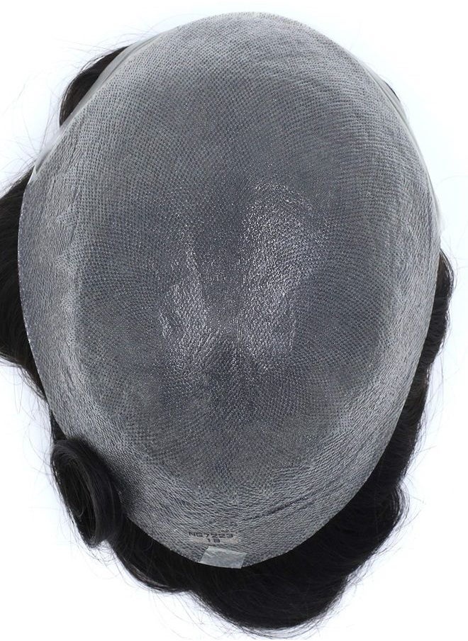 Hair Nature - Toupee for Men, Human Hair Replacement Systems, 0.03mm Ultra Thin Skin V-looped Jet Black Hair Pieces #1 - Image 1