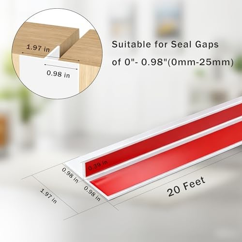 TAROSE 20Ft T-Shaped Door Draft Stopper, Silicone Weather Stripping Seal Tape for Doors and Windows - White, 2" Wide (50mm) - Image 2