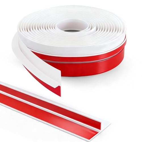 TAROSE 20Ft T-Shaped Door Draft Stopper, Silicone Weather Stripping Seal Tape for Doors and Windows - White, 2" Wide (50mm) - Image 1