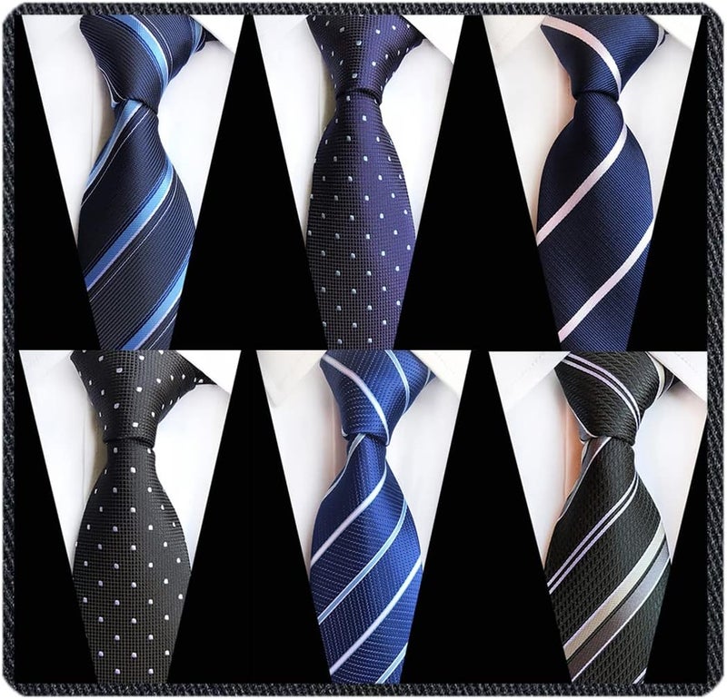 Adulove Men's Necktie Classic Silk Tie Woven Jacquard Neck Ties 6 PCS - Image 1