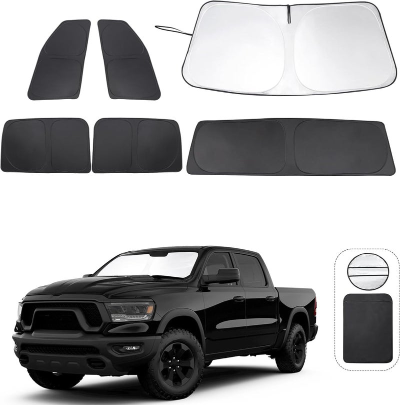 TINGLU Window Shades for Dodge RAM 1500 (2019-2025) - 6PCS Sun Shade Kit - Image 1