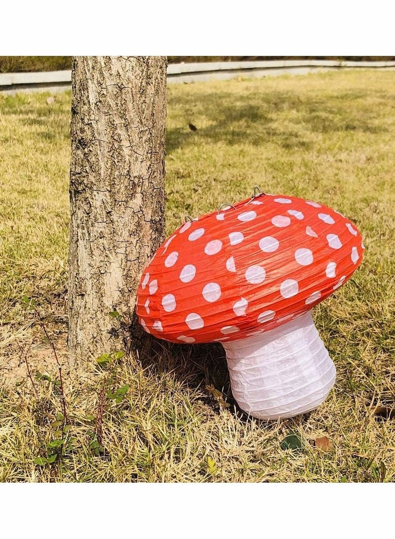 SYOSI 3 قطع مصابيح ورقية بشكل الفطر الكبير 3D مزينة بمدقة خلفية للإضاءة لمط主题 غابة الغابة لعيد ميلاد الزينة معلقة, دش جنّي لطفل حضانة حديقة (أحمر) - Image 3