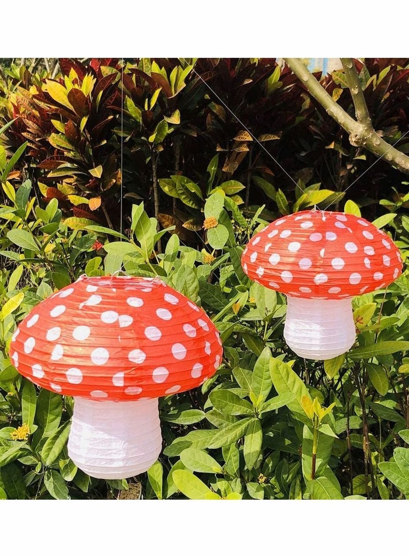 SYOSI 3 قطع مصابيح ورقية بشكل الفطر الكبير 3D مزينة بمدقة خلفية للإضاءة لمط主题 غابة الغابة لعيد ميلاد الزينة معلقة, دش جنّي لطفل حضانة حديقة (أحمر) - Image 2