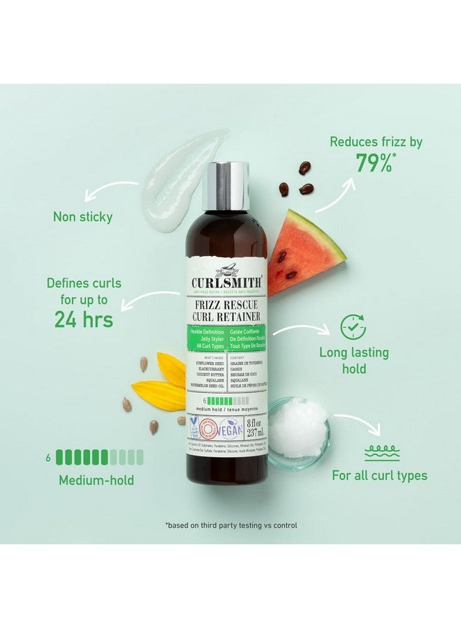 مصفف شعر هلامي من Frizz Rescue Curl Retainer، غير لزج، تحكم في خشونة الشعر، حماية من الرطوبة لجميع أنواع التجعيد، نباتي، 237 مل/8 أونصة سائلة - Image 2