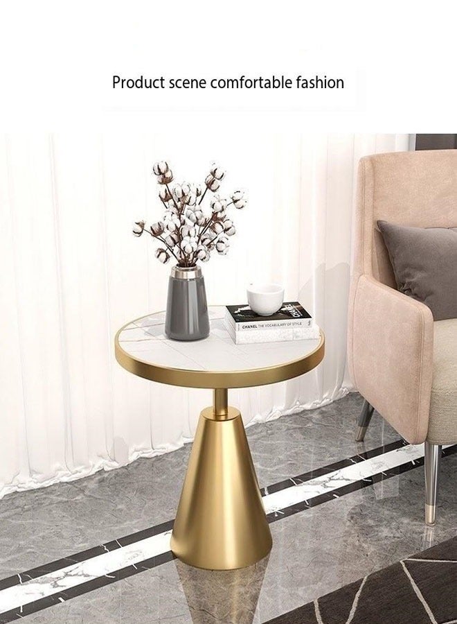 fashionhome Marble Coffee Table Round Sofa Side Table with Metal Base Gilded Frame Home Decoration Suitable for Living Room, Bedroom, Balcony 50 x 60 Centimeter  - Image 5