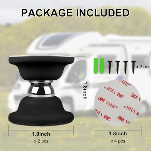 SUNCARACCL Magnetic RV Door Holder Baggage Door Catch for RV, Camper to Keep Door Open,Trailer Door Stopper with Adhesives and Screws,RV Accessories for Outside (Black,2 Pack) - Image 5