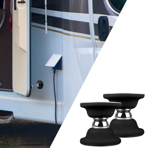SUNCARACCL Magnetic RV Door Holder Baggage Door Catch for RV, Camper to Keep Door Open,Trailer Door Stopper with Adhesives and Screws,RV Accessories for Outside (Black,2 Pack) - Image 1