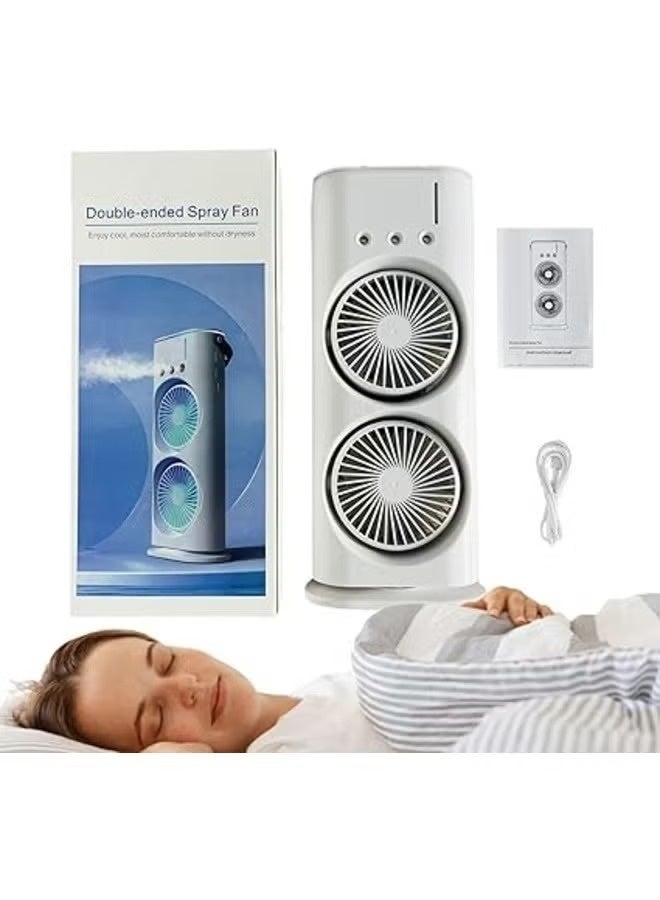 مروحة محمولة بمروحة رش مزدوجة الأطراف ومروحة مكتب مع مبرد ومروحة تبريد صغيرة قابلة لإعادة الشحن عبر USB لسطح المكتب للمكتب ومروحة رذاذ مع رذاذ مائي هدية للعائلة والأقارب - Image 1