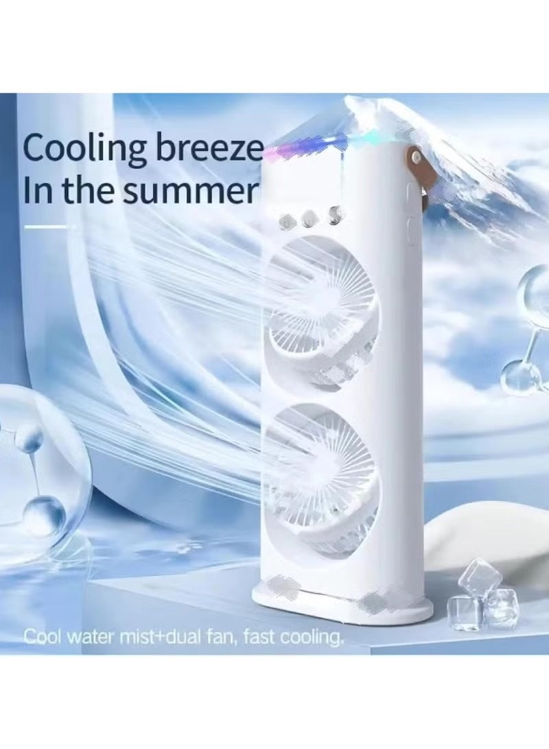 مروحة محمولة بمروحة رش مزدوجة الأطراف ومروحة مكتب مع مبرد ومروحة تبريد صغيرة قابلة لإعادة الشحن عبر USB لسطح المكتب للمكتب ومروحة رذاذ مع رذاذ مائي هدية للعائلة والأقارب - Image 2