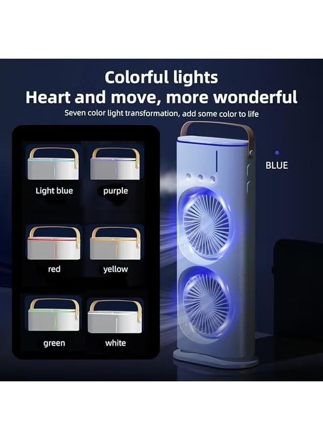 مروحة محمولة بمروحة رش مزدوجة الأطراف ومروحة مكتب مع مبرد ومروحة تبريد صغيرة قابلة لإعادة الشحن عبر USB لسطح المكتب للمكتب ومروحة رذاذ مع رذاذ مائي هدية للعائلة والأقارب - Image 4