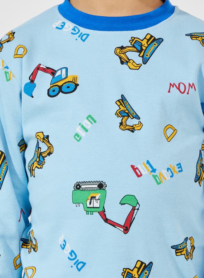 ستايلي طقم من بنطال بيجاما مع تيشيرت باكمام طويلة - Image 3