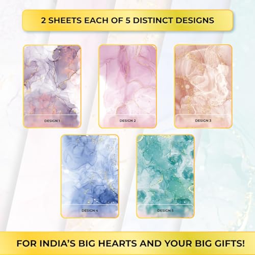 Suffix Retail-10 Pcs Gift Wrapping Paper Sheets With Gift Ribbons & Gift Nametag Stickers 10 Pcs For Gift Wrapping Paper Sheets-19 X 28 Inches(Multi) - Image 4