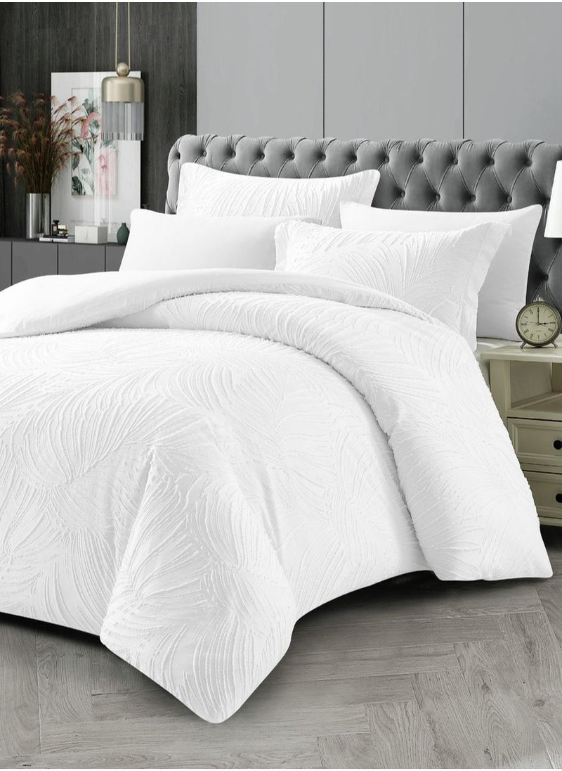 Generic DUOMA HOME 3D cut-out comforter 6-pcs set with 1comforter(220×240) 1 fit sheet 2pillow cases, ALL season soft quilt king size white  - Image 1