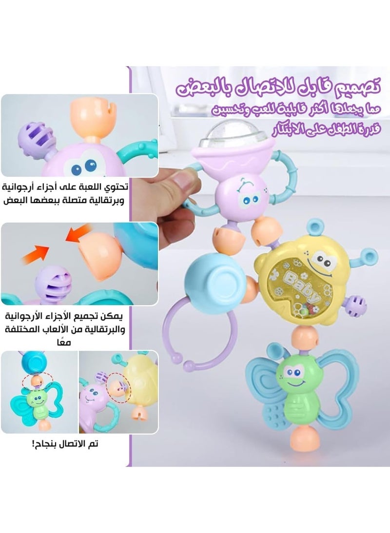 Baby Rattle & Teether Sensory Play Set (7 Pieces) - Safe & Stimulating Toys for Infant Development - Image 4