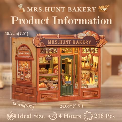 Fsolis Book Nook Kit  DIY Miniature Scene Kit for Adults 3D Wood Puzzles Tiny House Mini Craft Bookshelf Decor Gifts for Women Teenagers Book Lovers MRSHunt Bakery - Image 5