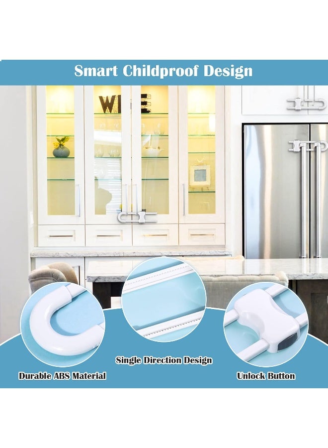 Modacraft 12 Packs Baby Proofing Sliding Cabinet Locks U-Shaped Child Safety Latches Adjustable White Locks for Handles Knobs Drawers Closet Cupboard - Image 2