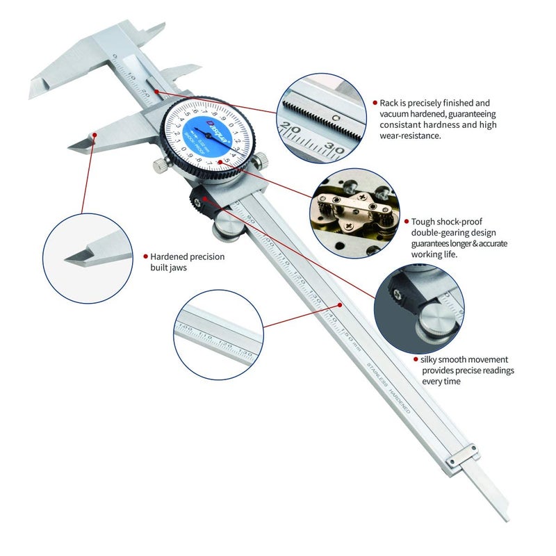 Dasqua 1332-4105 0-4" Machinist Grade Dial Caliper - Image 5