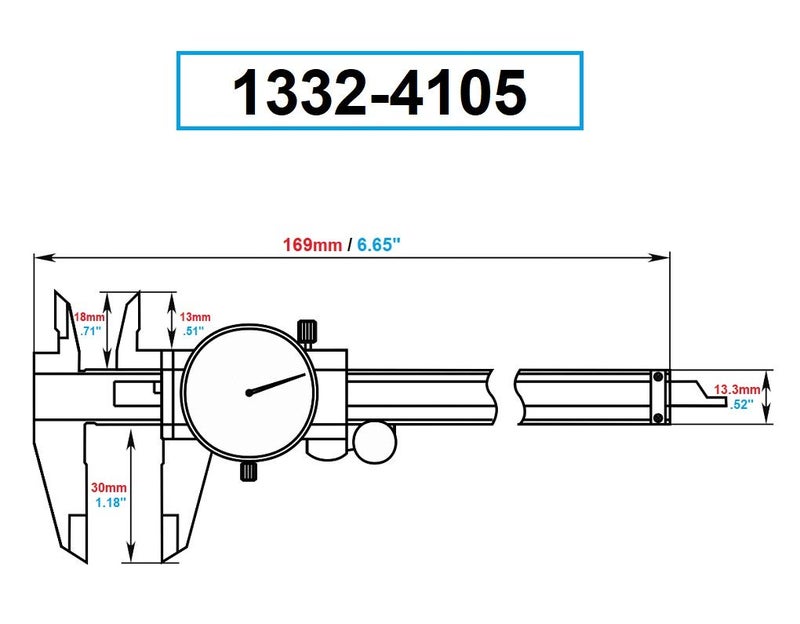 Dasqua 1332-4105 0-4" Machinist Grade Dial Caliper - Image 2