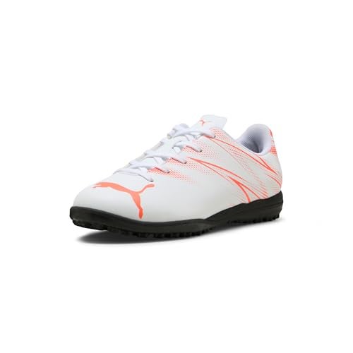 PUMA Attacanto Turf Training Soccer Cleats Sneaker, White-Glowing Red, 1 US Unisex Big Kid - Image 1