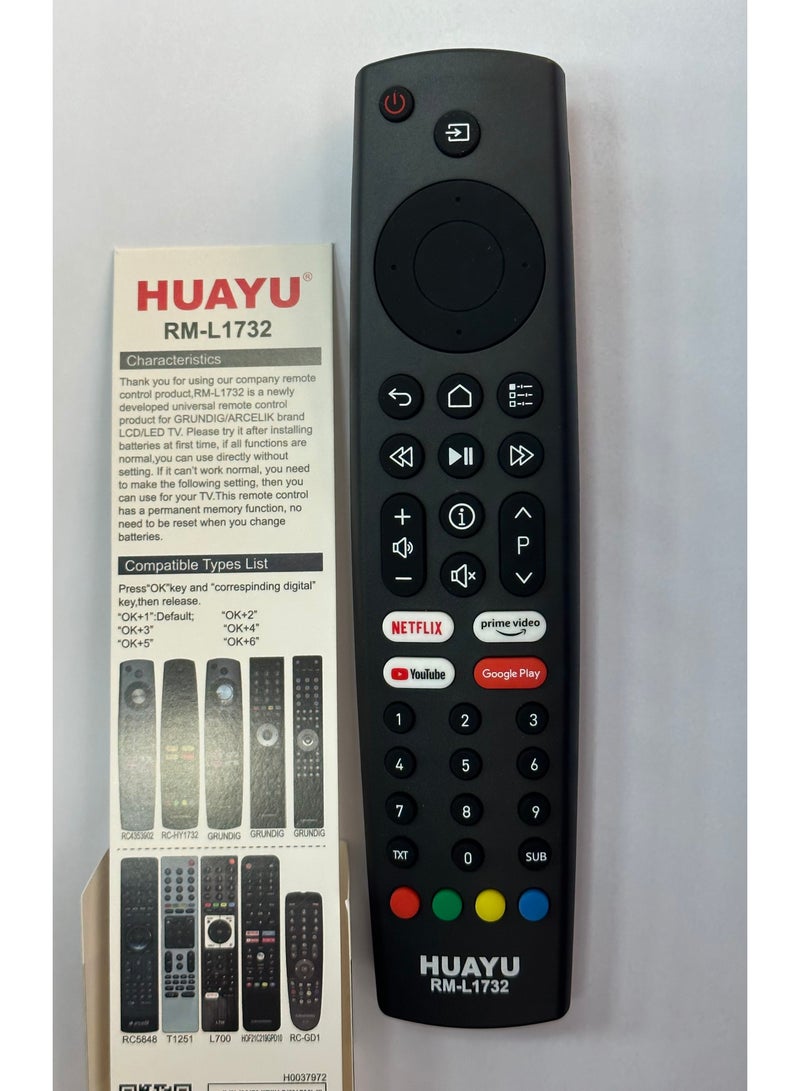 هوايو جهاز التحكم عن بعد - لجهاز التحكم عن بعد لتلفزيون Grundig LCD LED TS8187R3 TS8187R11 40GFB6100MADRID 50GFU7800B 32GHB6100 50GFU7800B 43GFU7800 50GFU7800B 50GFU7800B - Image 2