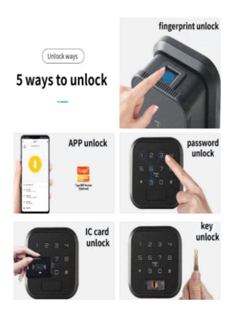 AGYMNX - Tuya WIFI Smart Fingerprint Lock Biometric Electronic Door Lock Smart Life APP Remote Unlock Keyless USB Emergency Charge - Image 1
