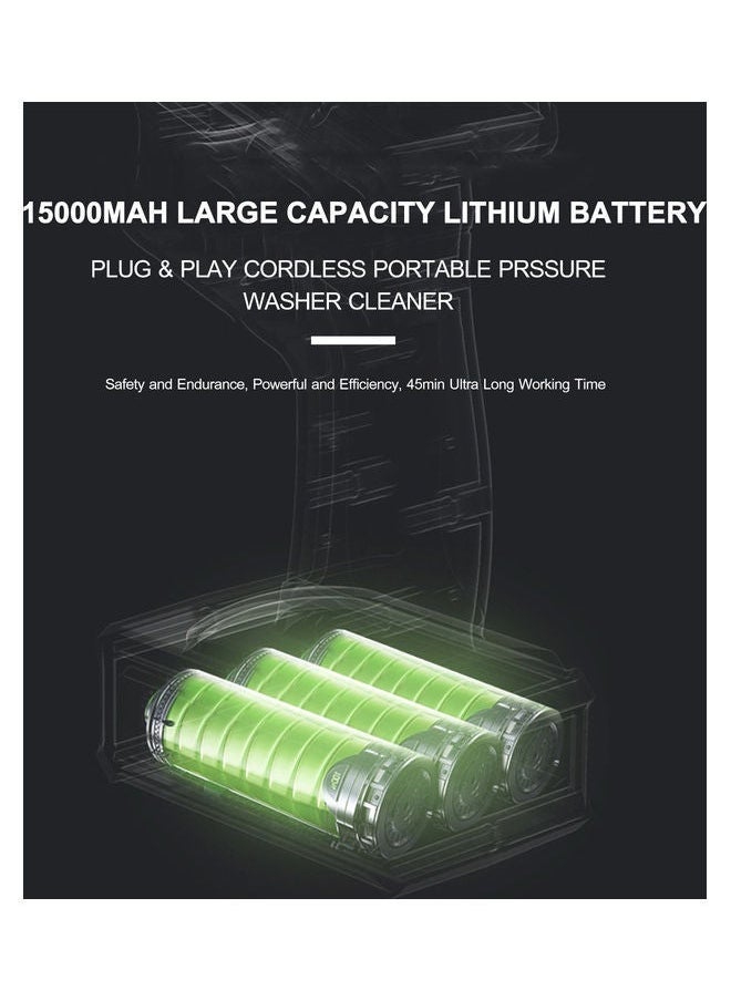 غسالة ضغط عالية محمولة بدون سلك 25 فولت 15 أمبير 30 بار باللون الأسود 21.5 × 21 × 15.5 سم - Image 3