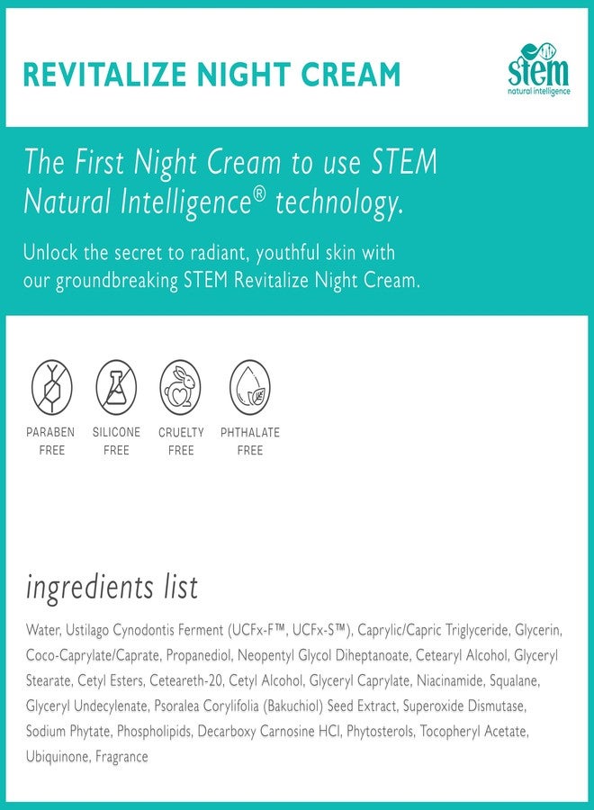 STEM Natural Intelligence كريم الليل لتجديد الذكاء الطبيعي STEM، مرطب للوجه، عناية فاخرة بالبشرة، مرطب للوجه للنساء، سيروم الببتيدات، دعم مضاد للأكسدة، قناع وكريم للوجه ليلاً، زجاجة 1 أونصة - Image 3