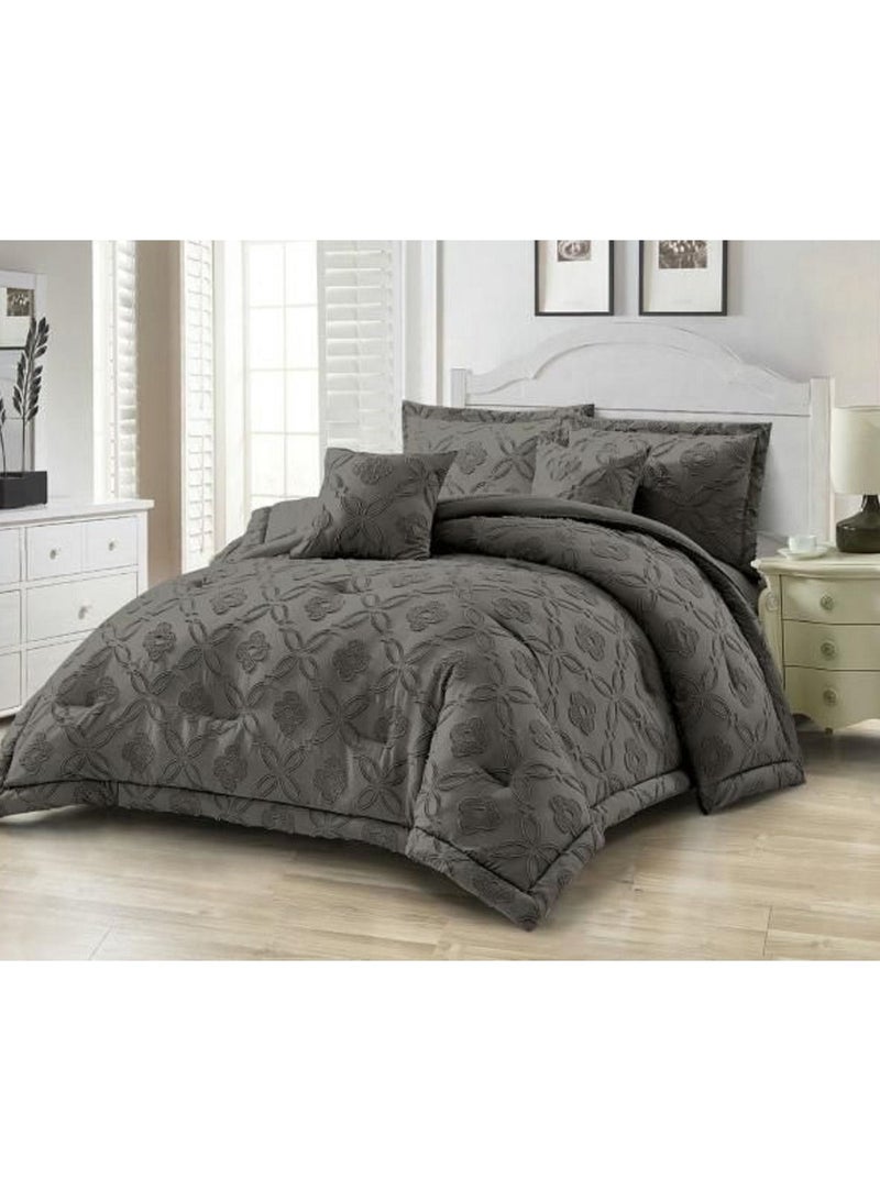 COMFY 6 PC ALL SEASON COMFORTER SET 220 X 240 CM DARK GREY