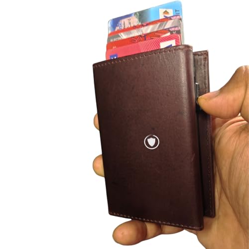 Bracevor Premium Popup Card Holder Trifold Leather Wallet for Men Women - Auburn |4 Pockets+ID Window+Currency Slot + Coin Pocket | RFID & NFC Blocking | Magnetic Closure - Image 2