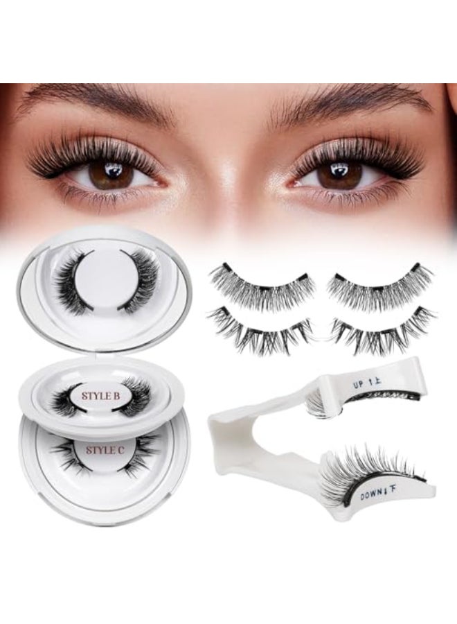 QUEWEL Magnetic Eyelashes 2 Pair Reusable Magnetic Eyelashes with Applicator No Glue Needed Eyelashes Cat Eye Natural Look Lash Clusters Kit Easy to Wear and RemoveA06 - Image 1