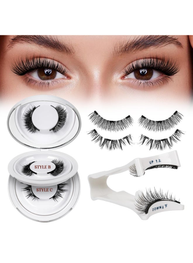 QUEWEL Magnetic Eyelashes 2 Pair Reusable Magnetic Eyelashes with Applicator No Glue Needed Eyelashes Cat Eye Natural Look Lash Clusters Kit Easy to Wear and RemoveA06 - Image 2