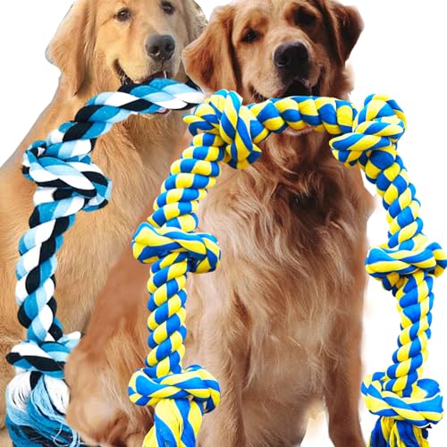 Fejapa 6 Knot 2 Pack 3.6 Feet Giant Large Dog Chew Rope Toy for Aggressive Chewer Power Heavy Duty Tug of War Play Chewing Tugging Tough Knotted XL Long Rope Pulling Pitbull Large Breed Medium Big Dog - Image 1
