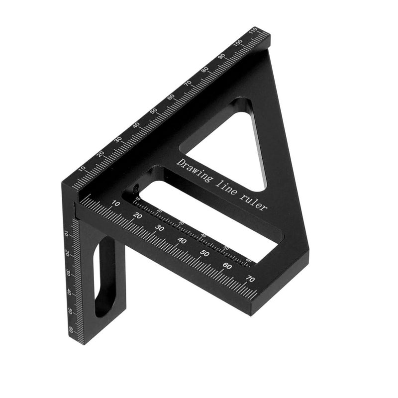 3D Multi Angle Measuring Ruler, Aluminum Alloy Woodworking Square Protractor, 45 90 Degree Miter Triangle Ruler with Thickened Design for Engineers Carpenters DIY Pro (Black) - Image 4