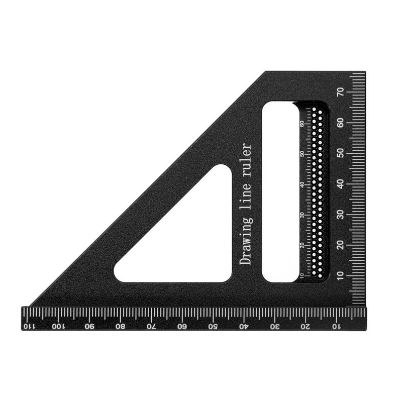 3D Multi Angle Measuring Ruler, Aluminum Alloy Woodworking Square Protractor, 45 90 Degree Miter Triangle Ruler with Thickened Design for Engineers Carpenters DIY Pro (Black) - Image 3