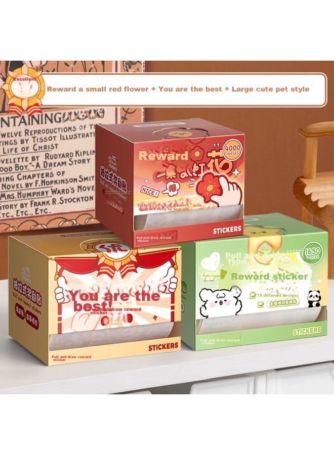 DEYUE Children's Reward Stickers, Cartoon Sealing Stickers, Label Stickers, Praise Reward Journal Stickers, Gift Stickers, Birthday Gifts, Pull-out Reward Stickers, 3 Sets In Total, One Box Each/7300 Stickers - Image 1