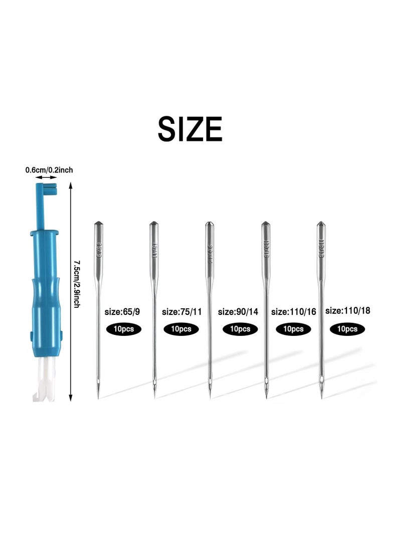 Zikra Sewing Machine Needles, Household 65/9 75/11 90/14 100/16 110/18 Universal Each Model 10pcs with a Needle Threader Suitable for Domestic Heavy Duty Sewing Machine and Wide Range of Fabrics (50pcs) - Image 2