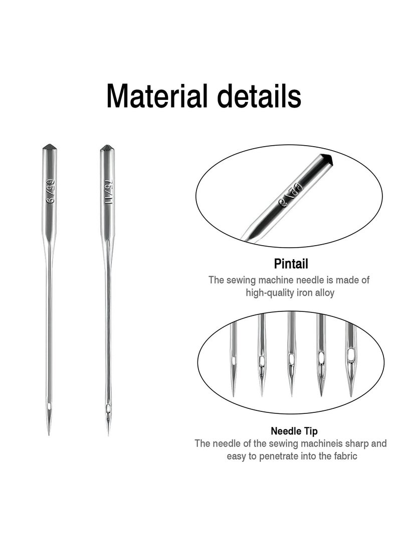 Zikra Sewing Machine Needles, Household 65/9 75/11 90/14 100/16 110/18 Universal Each Model 10pcs with a Needle Threader Suitable for Domestic Heavy Duty Sewing Machine and Wide Range of Fabrics (50pcs) - Image 3