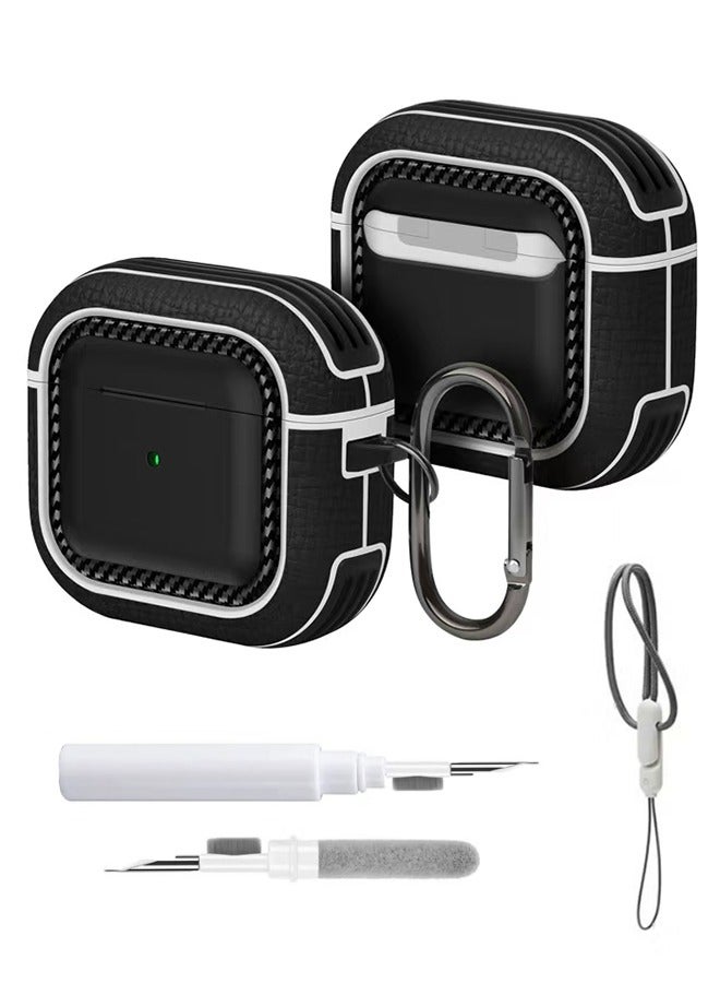 Universal fourth generation headphone hard shell, shockproof headphone cover, lychee patterned shell with lock buckle, black  - Image 1