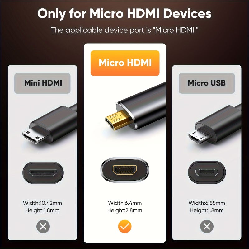 4K Micro HDTV Cable 10FT 18Gbps HDR Nylon Braided Male to Micro HDTV Male Cord Compatible with DSLR Camera Raspberry Pi Gopro Hero TV Laptop Computer Monitor Video Audio Image Streaming - Image 1